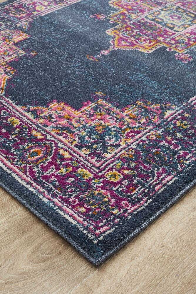 Ravella Navy Polypropylene Runner Rug