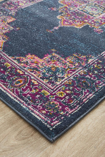 Ravella Navy Polypropylene Runner Rug