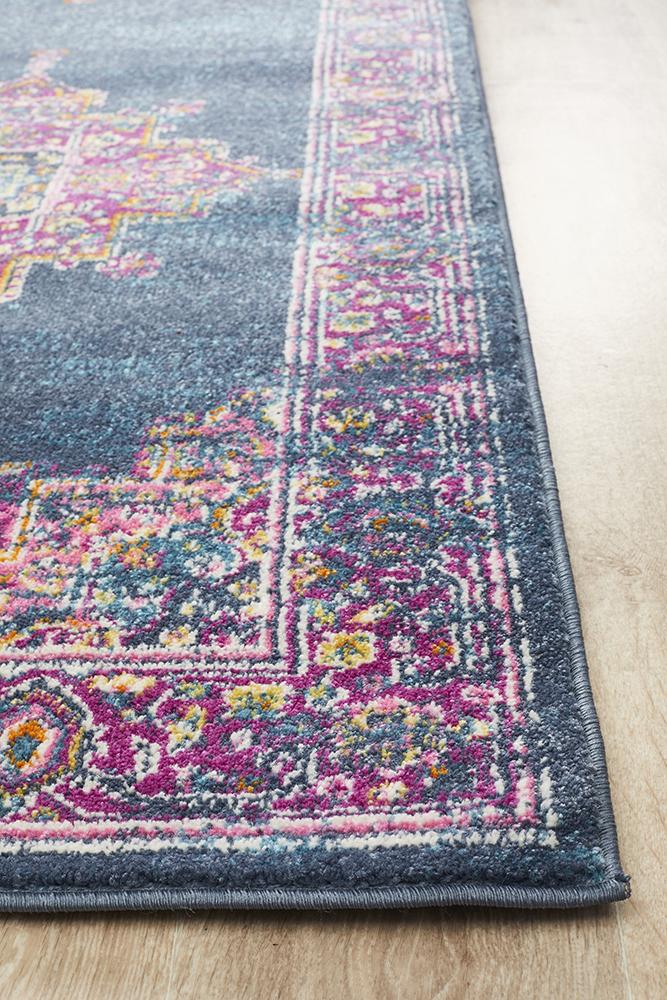 Ravella Navy Polypropylene Runner Rug