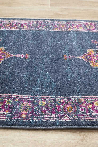 Ravella Navy Polypropylene Runner Rug