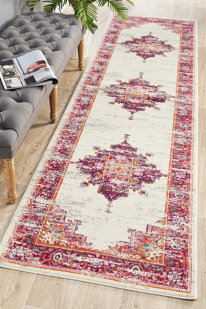 Ravella Pink Polypropylene Runner Rug