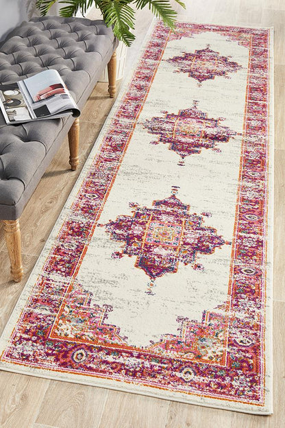 Ravella Pink Polypropylene Runner Rug