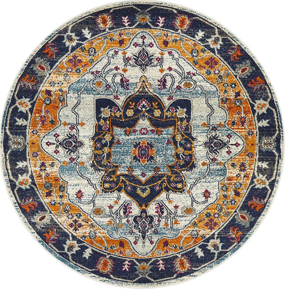 Ravella Rust Orange Polypropylene Round Rug