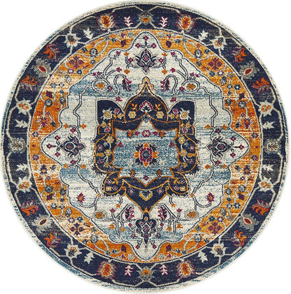 Ravella Rust Orange Polypropylene Round Rug