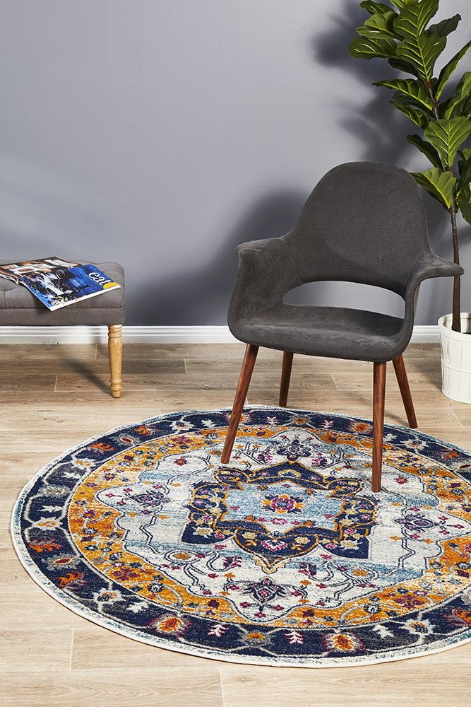 Ravella Rust Orange Polypropylene Round Rug