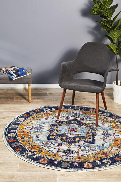 Ravella Rust Orange Polypropylene Round Rug