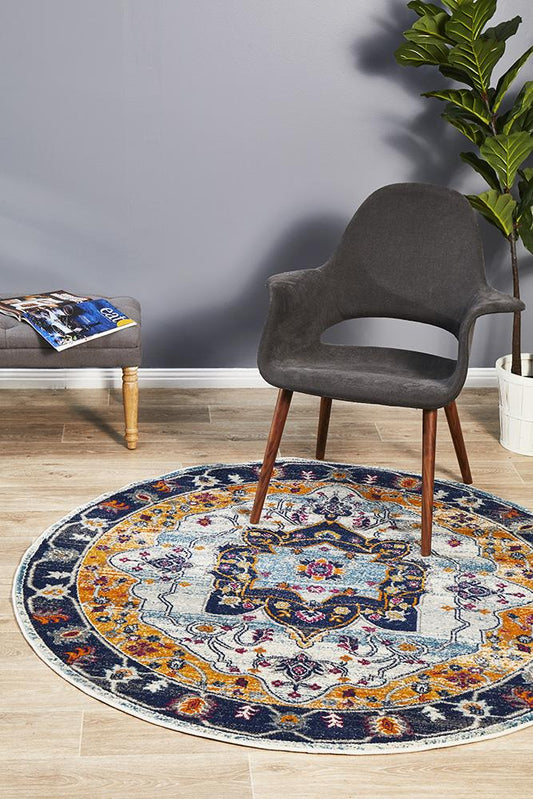 Ravella Rust Orange Polypropylene Round Rug