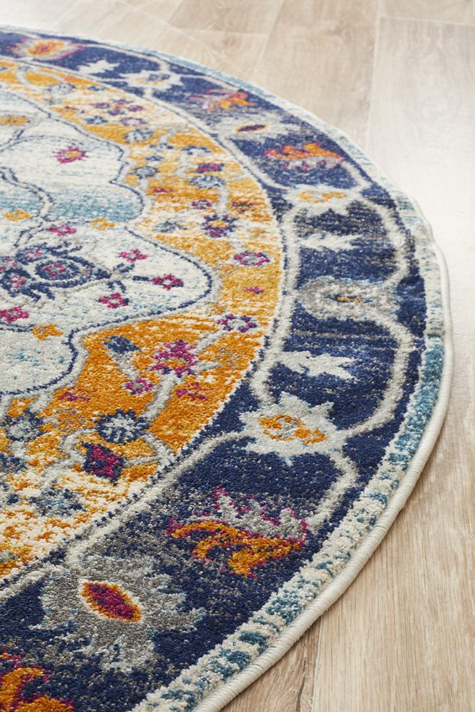 Ravella Rust Orange Polypropylene Round Rug