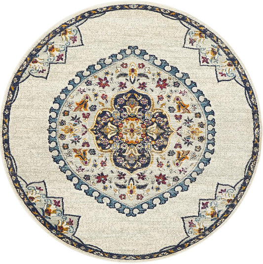 Ravella White Polypropylene Round Rug