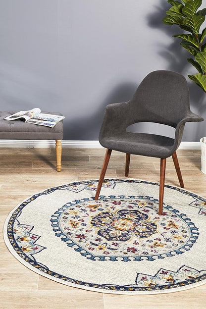 Ravella White Polypropylene Round Rug