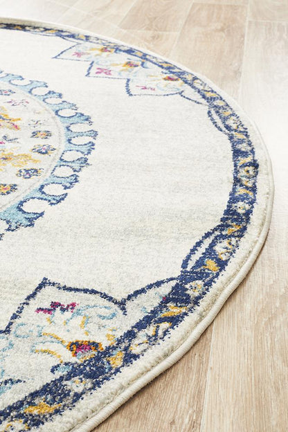 Ravella White Polypropylene Round Rug