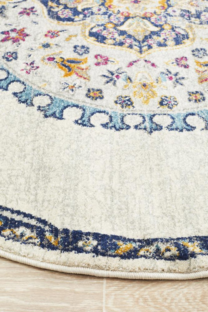 Ravella White Polypropylene Round Rug