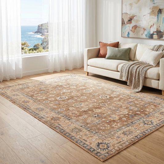 Rinasca Brown Washable Rug