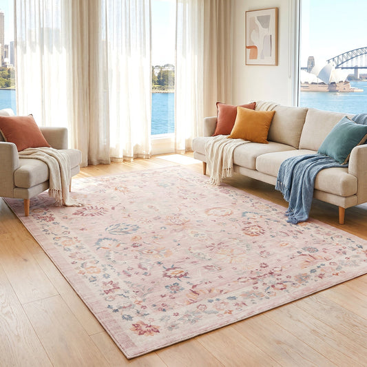 Rinasca Pink Washable Rug
