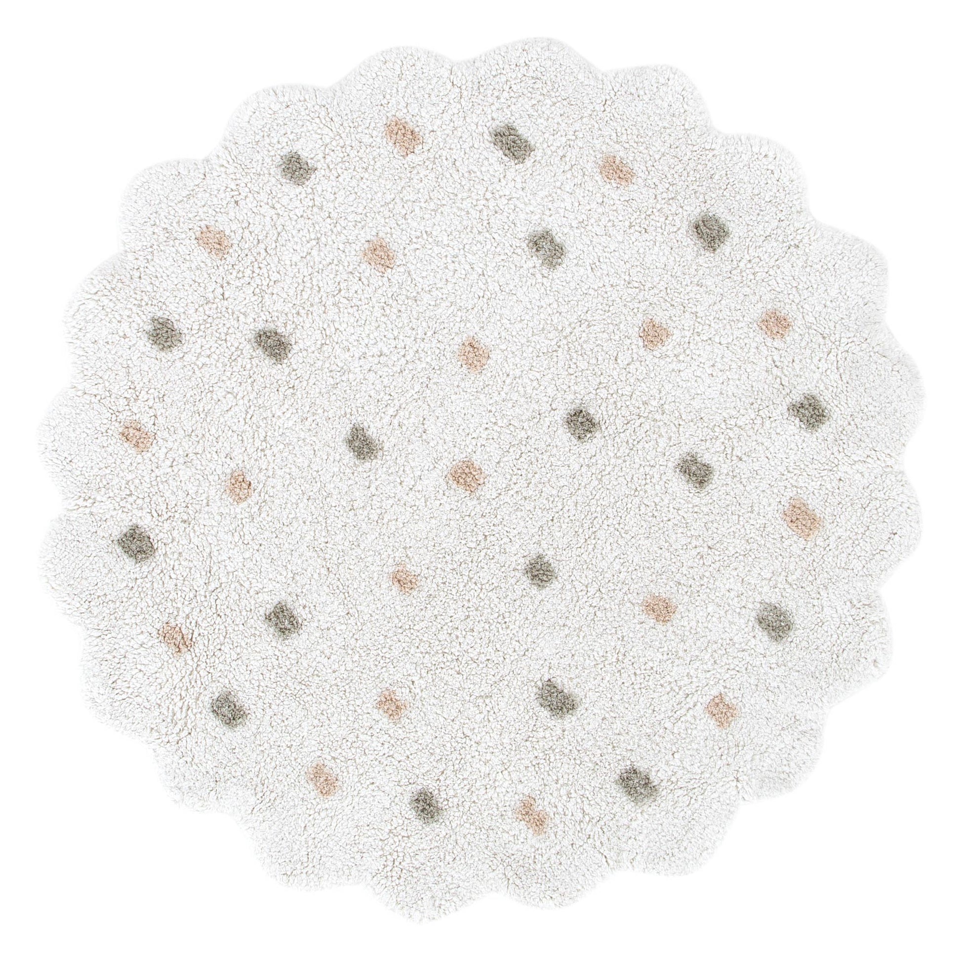 Dream White Round Kids Rug — cotton kids rug, soft, durable, playroom-safe, Haus & Harbour