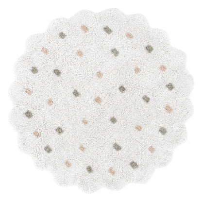 Dream White Round Kids Rug — cotton kids rug, soft, durable, playroom-safe, Haus & Harbour