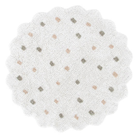 Dream White Round Kids Rug — cotton kids rug, soft, durable, playroom-safe, Haus & Harbour