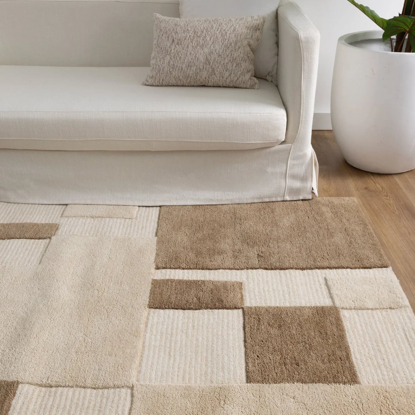Varo Beige Brown Wool Rug