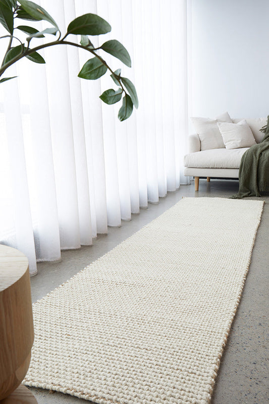 Selvia Cream Beige  Wool & Jute Runner Rug