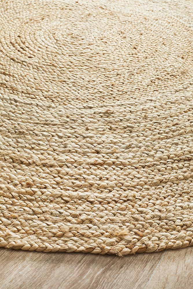 Tessura 2 Natural Beige Jute & Cotton Round Rug