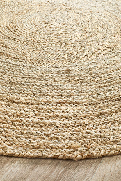 Tessura 2 Natural Beige Jute & Cotton Round Rug
