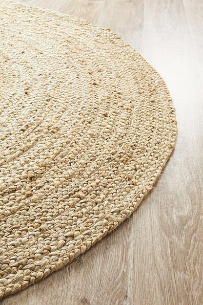 Tessura 2 Natural Beige Jute & Cotton Round Rug