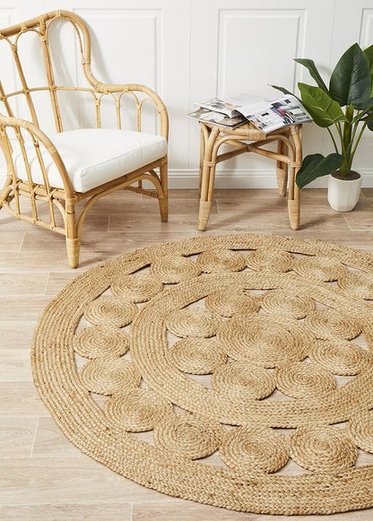 Tessura Alpha Natural Beige Jute & Cotton Round Rug