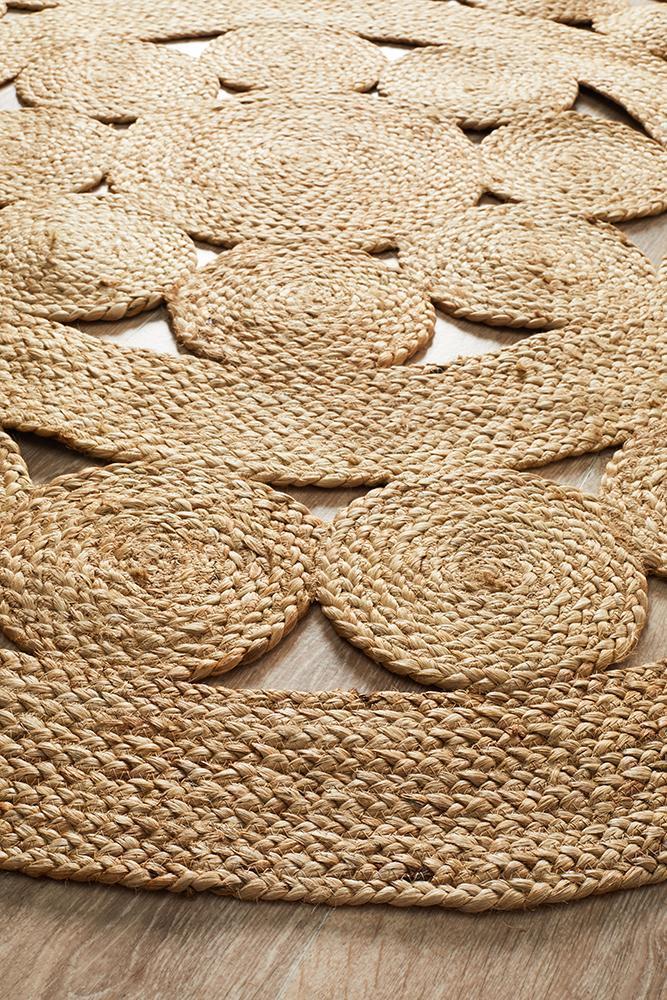 Tessura Alpha Natural Beige Jute & Cotton Round Rug