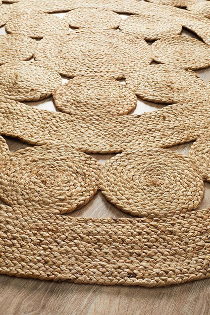 Tessura Alpha Natural Beige Jute & Cotton Round Rug