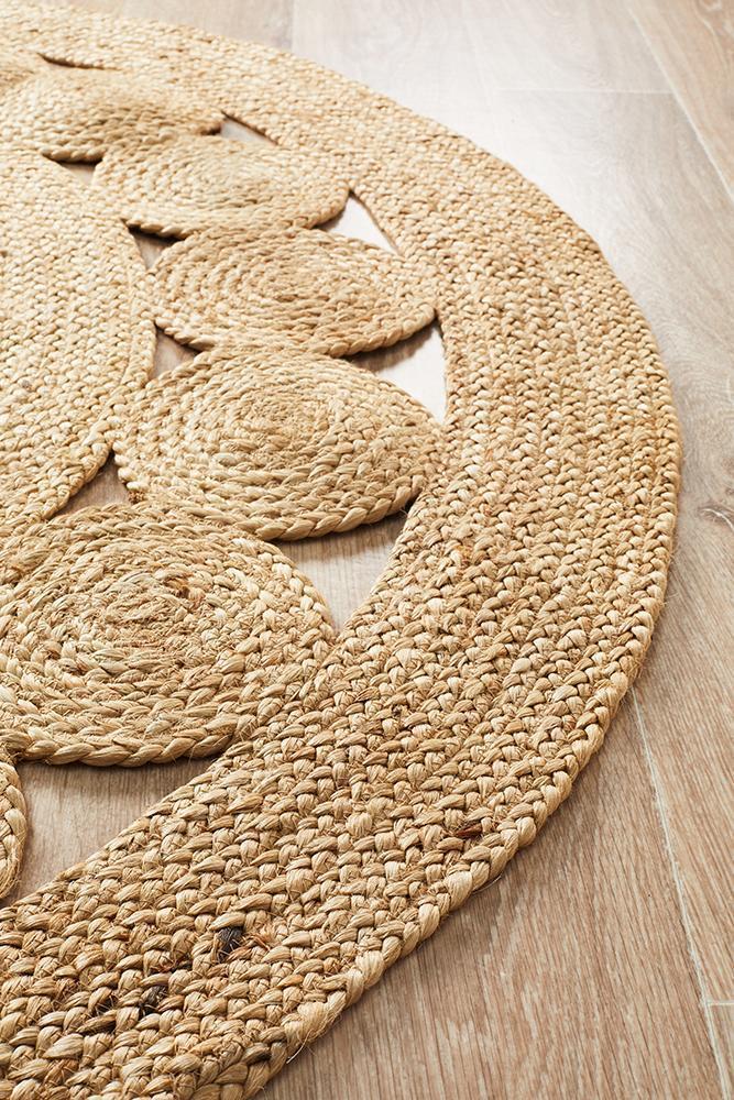 Tessura Alpha Natural Beige Jute & Cotton Round Rug