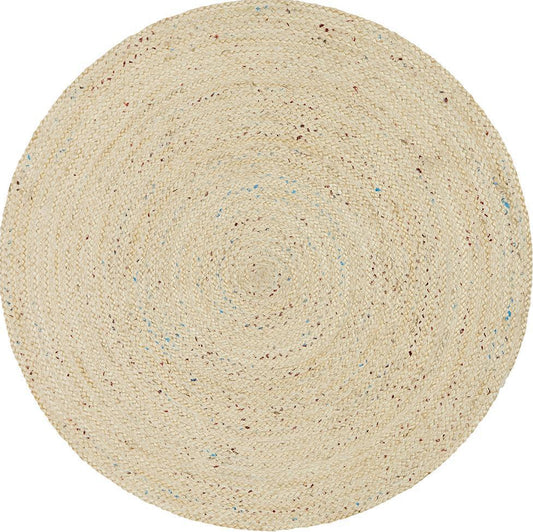 Tessura Beige Jute & Cotton Round Rug