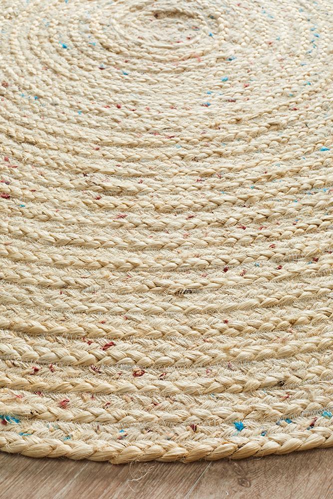 Tessura Beige Jute & Cotton Round Rug