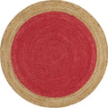 Tessura Cherry Red Jute & Cotton Round Rug