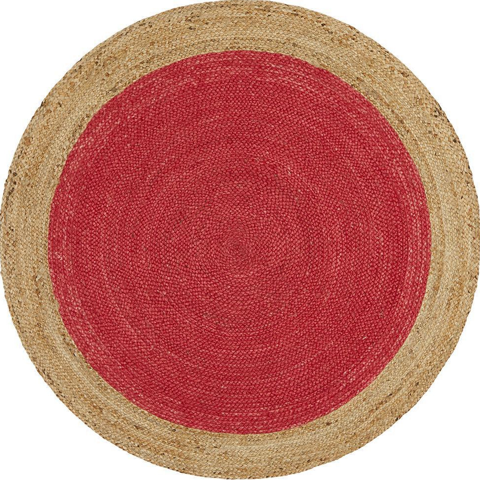 Tessura Cherry Red Jute & Cotton Round Rug