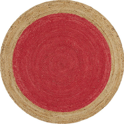 Tessura Cherry Red Jute & Cotton Round Rug