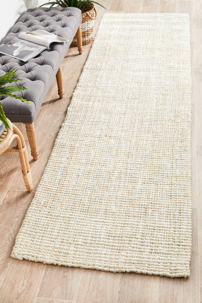 Tessura Ivory Jute & Cotton Runner Rug