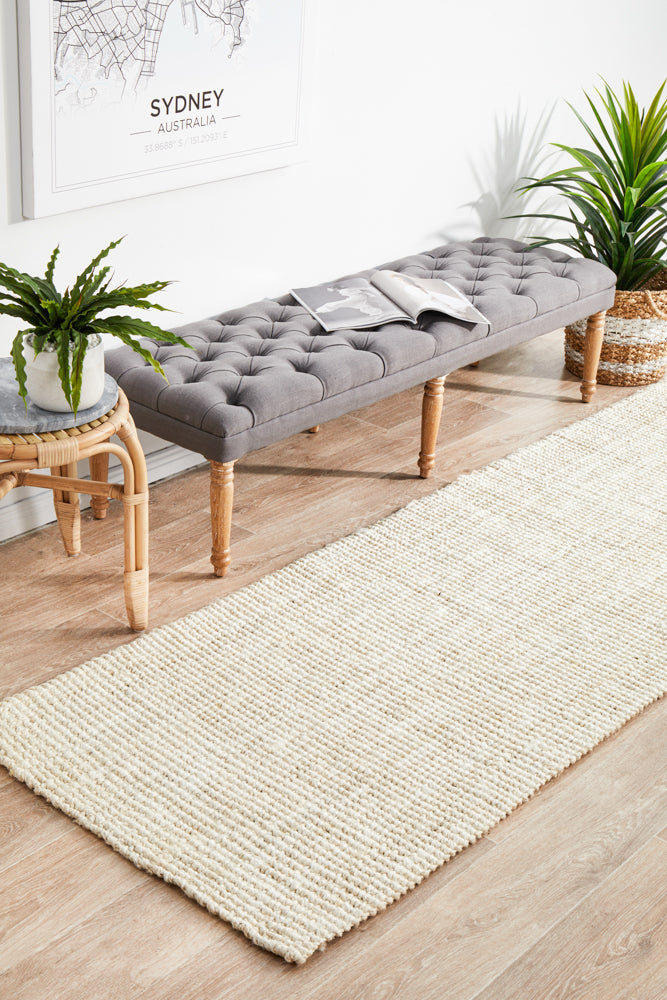 Tessura Ivory Jute & Cotton Runner Rug