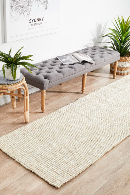 Tessura Ivory Jute & Cotton Runner Rug
