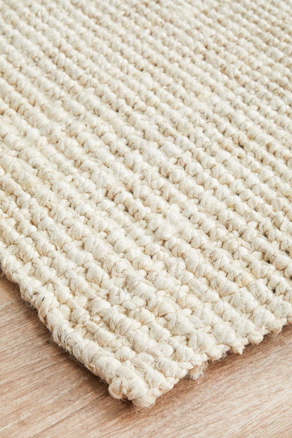 Tessura Ivory Jute & Cotton Runner Rug