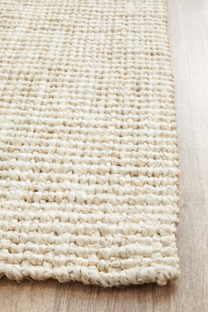 Tessura Ivory Jute & Cotton Runner Rug