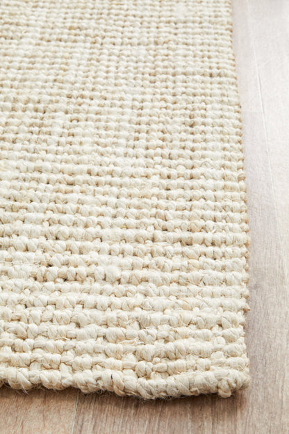Tessura Ivory Jute & Cotton Runner Rug