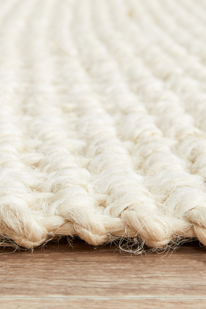 Tessura Ivory Jute & Cotton Runner Rug