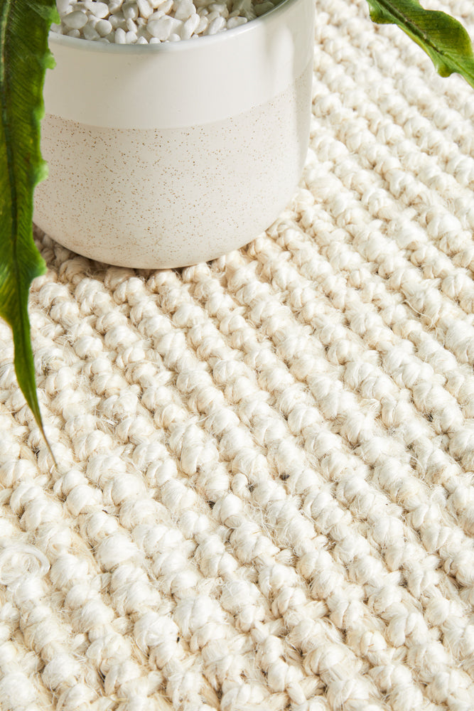 Tessura Ivory Jute & Cotton Runner Rug