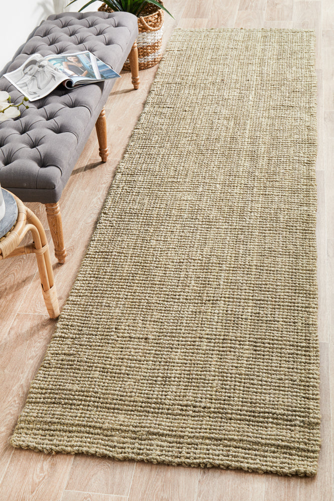 Tessura Natural Beige Jute & Cotton Runner Rug
