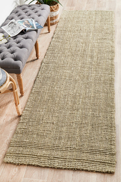 Tessura Natural Beige Jute & Cotton Runner Rug