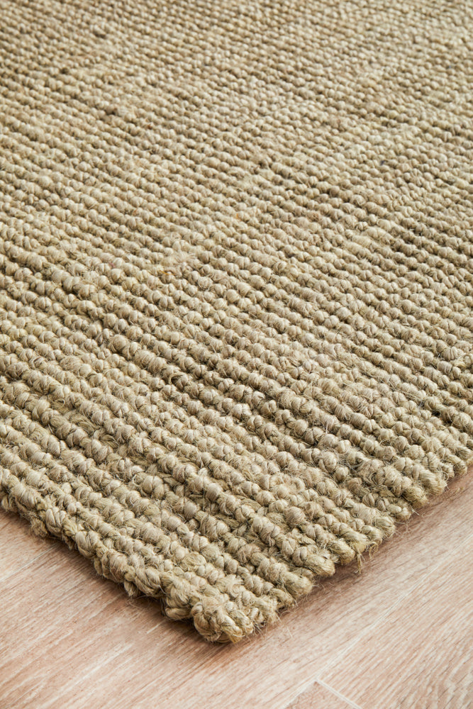 Tessura Natural Beige Jute & Cotton Runner Rug