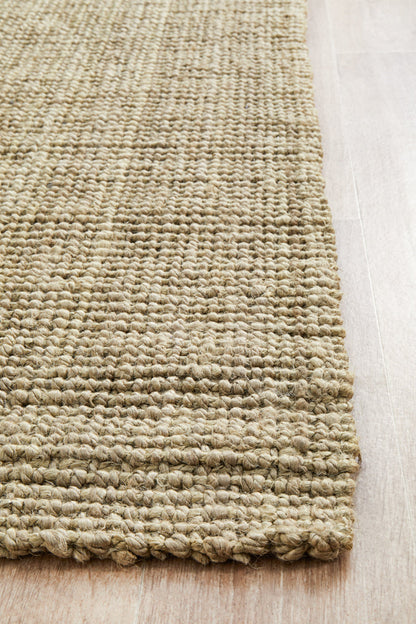 Tessura Natural Beige Jute & Cotton Runner Rug