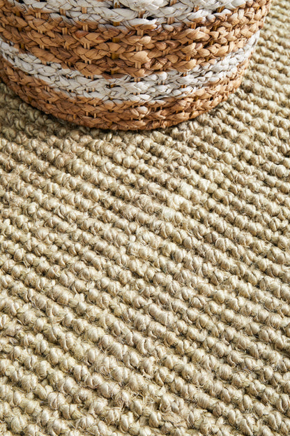 Tessura Natural Beige Jute & Cotton Runner Rug