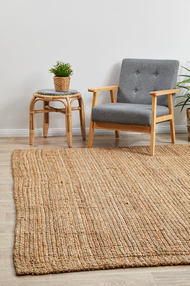 Tessura Stripes Natural Beige Jute & Cotton Rug