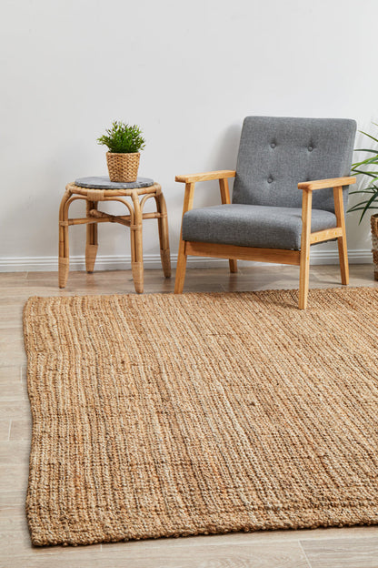 Tessura Stripes Natural Beige Jute & Cotton Rug